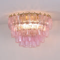 Aurora Lampe de Plafond en Verre de Murano Poliedri Rose - Neutralighting