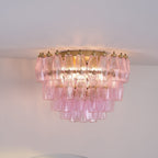 Aurora Lampe de Plafond en Verre de Murano Poliedri Rose - Neutralighting