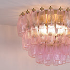 Aurora Lampe de Plafond en Verre de Murano Poliedri Rose - Neutralighting