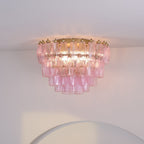 Aurora Lampe de Plafond en Verre de Murano Poliedri Rose - Neutralighting