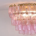 Aurora Lampe de Plafond en Verre de Murano Poliedri Rose - Neutralighting