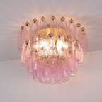 Aurora Lampe de Plafond en Verre de Murano Poliedri Rose - Neutralighting