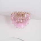 Aurora Lampe de Plafond en Verre de Murano Poliedri Rose - Neutralighting