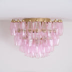 Aurora Lampe de Plafond en Verre de Murano Poliedri Rose - Neutralighting