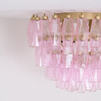 Aurora Lampe de Plafond en Verre de Murano Poliedri Rose - Neutralighting