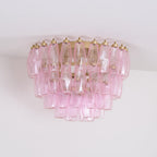 Aurora Lampe de Plafond en Verre de Murano Poliedri Rose - Neutralighting