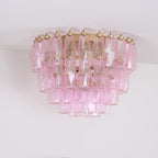 Aurora Lampe de Plafond en Verre de Murano Poliedri Rose - Neutralighting