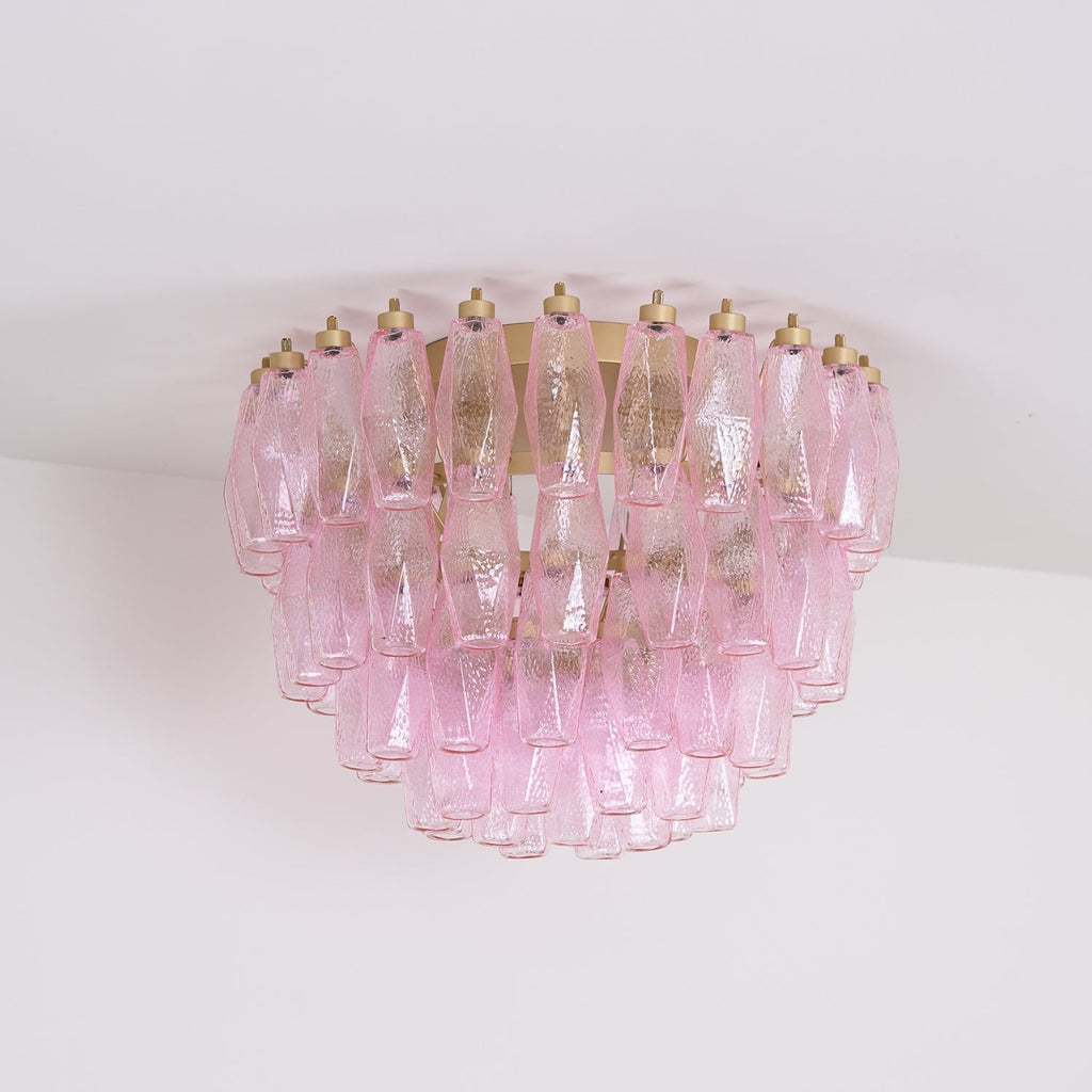 Aurora Lampe de Plafond en Verre de Murano Poliedri Rose - Neutralighting