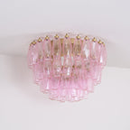 Aurora Lampe de Plafond en Verre de Murano Poliedri Rose - Neutralighting