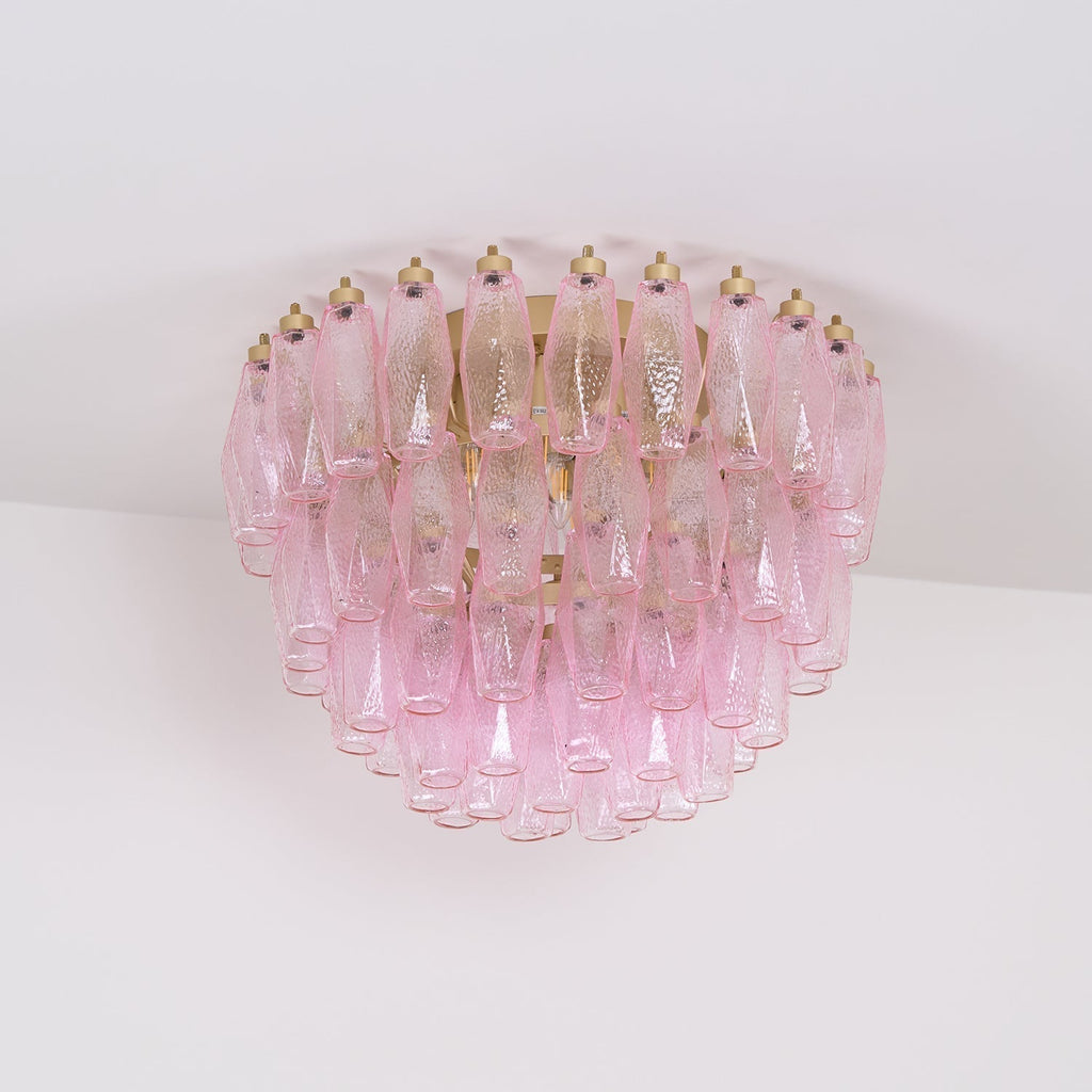Aurora Lampe de Plafond en Verre de Murano Poliedri Rose - Neutralighting