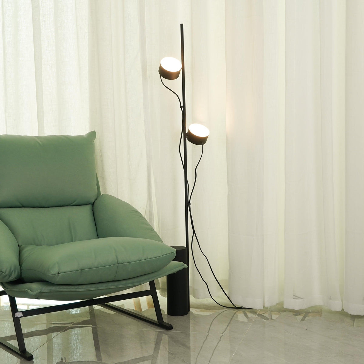 Arisha Lampadaire Linéaire Minimaliste, Métal/Acrylique, Noir, Salon - Neutralighting