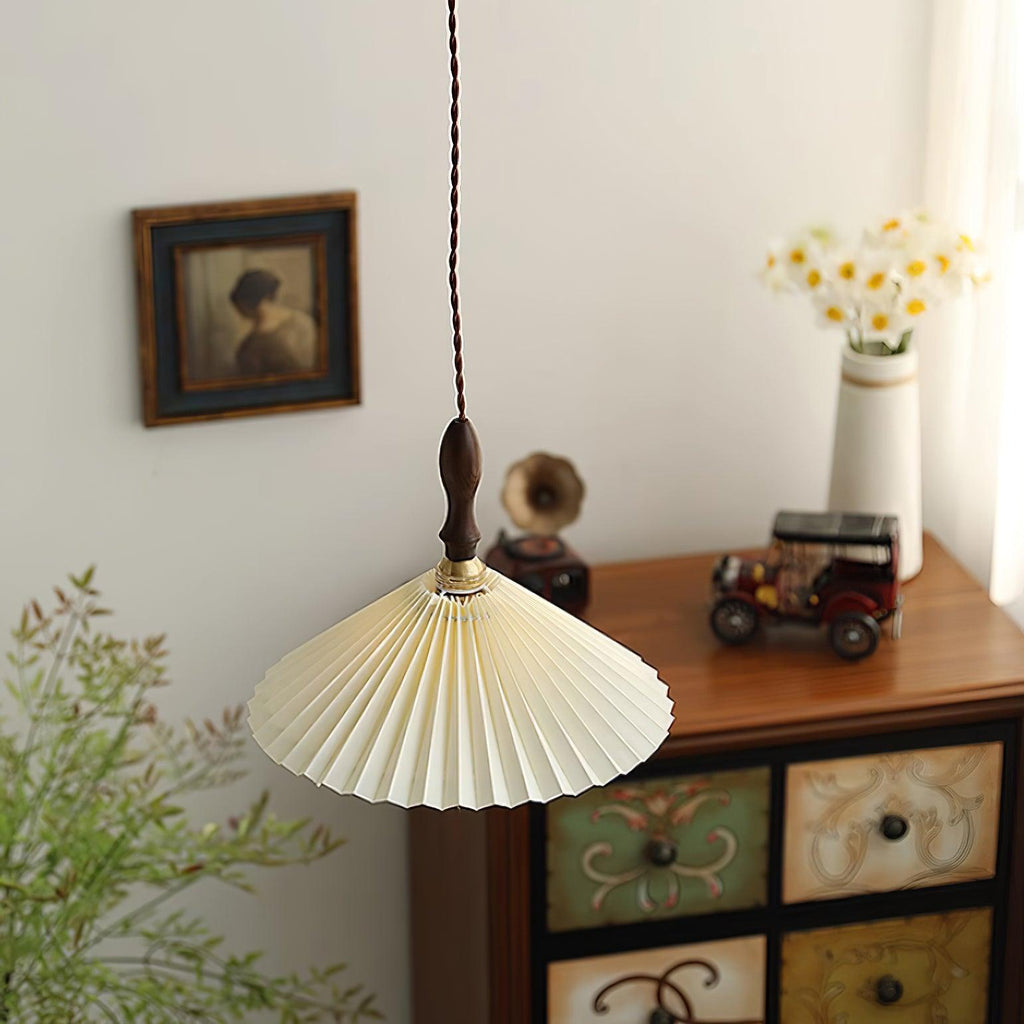 Prairie Suspension en Noyer à Abat-jour Plissé - Neutralighting