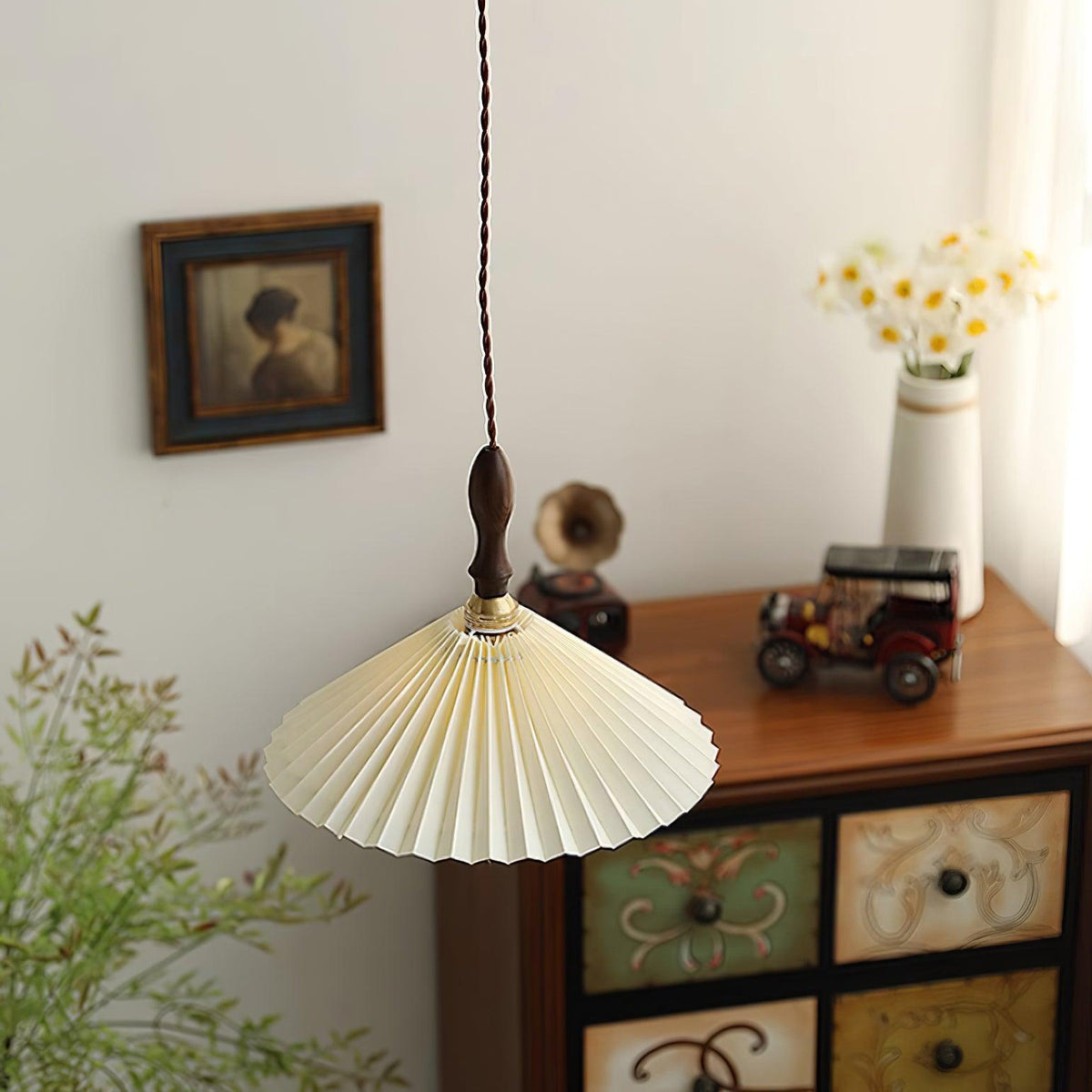 Prairie Suspension en Noyer à Abat-jour Plissé - Neutralighting