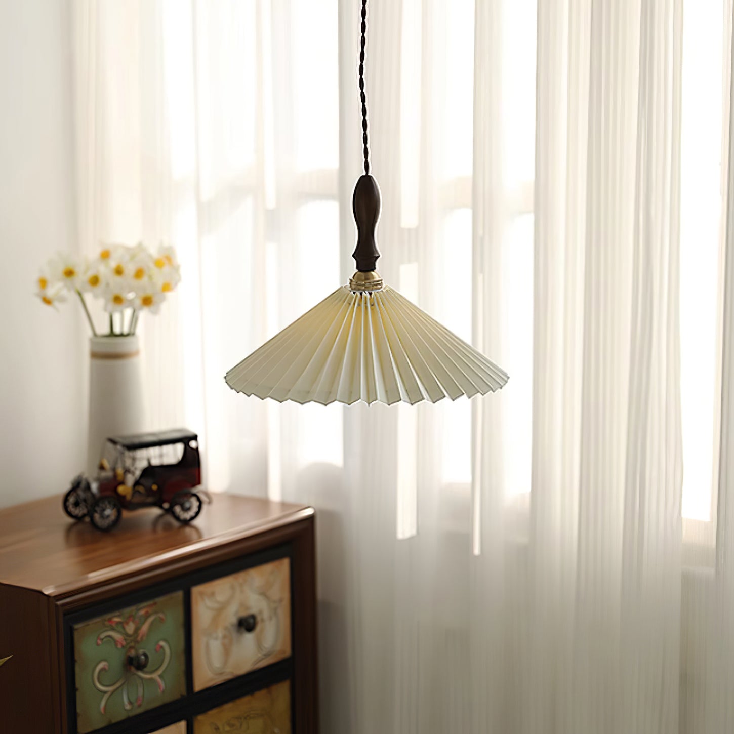 Eldora Lampe Pendante Bois à Brancher Plissé - Neutralighting