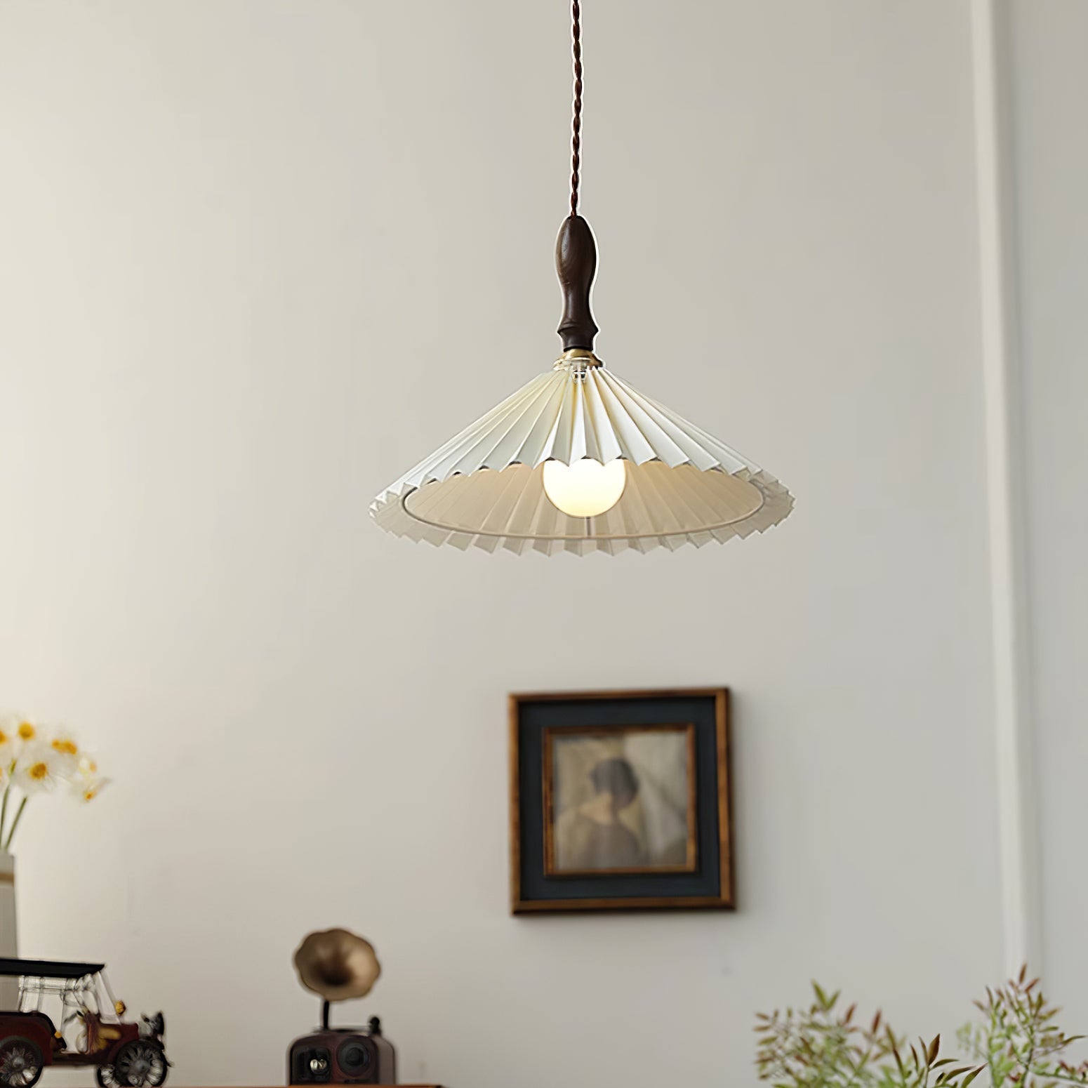 Eldora Lampe Pendante Bois à Brancher Plissé - Neutralighting