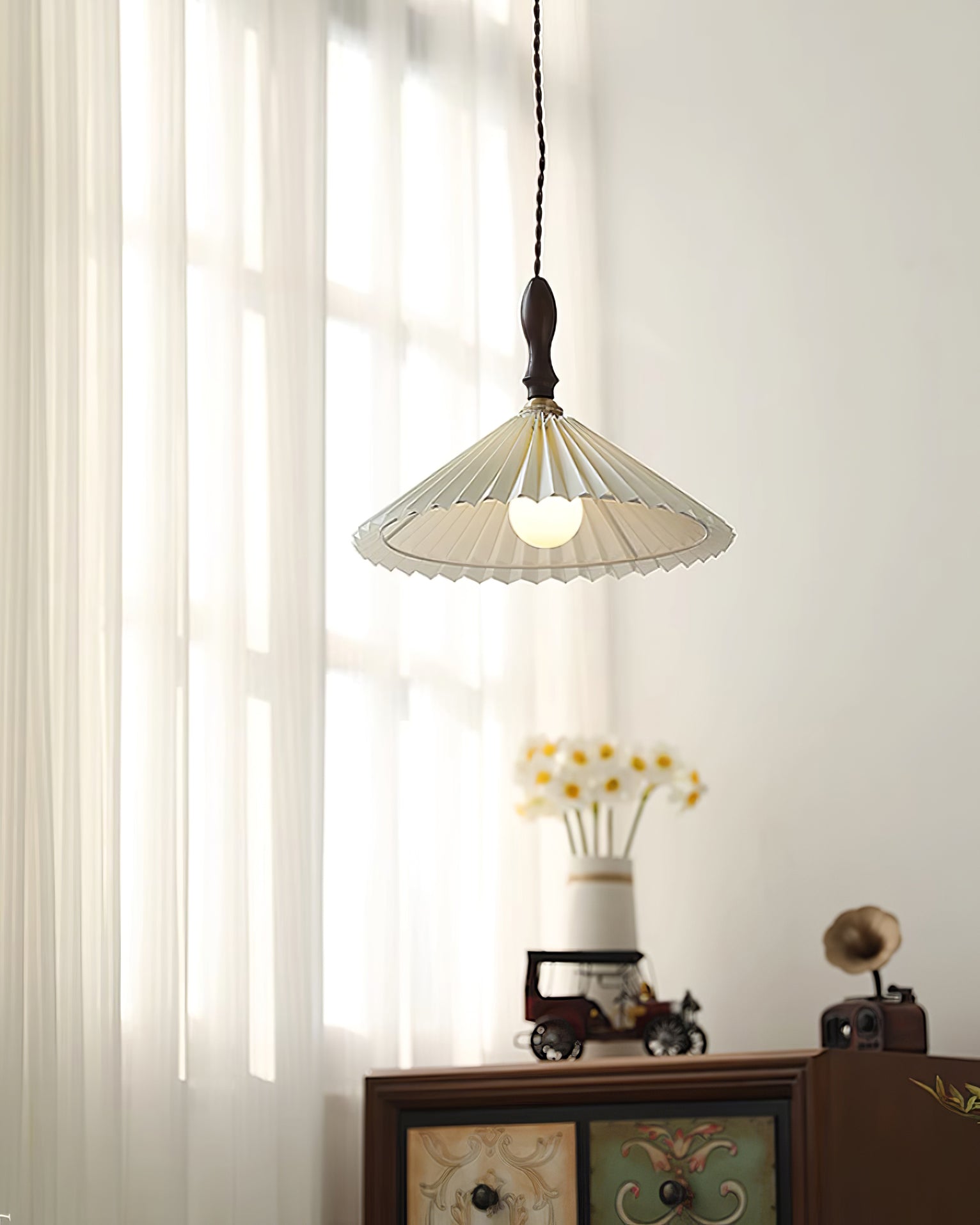 Eldora Lampe Pendante Bois à Brancher Plissé - Neutralighting