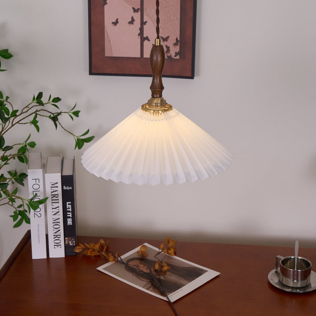 Eldora Lampe Pendante Bois à Brancher Plissé - Neutralighting
