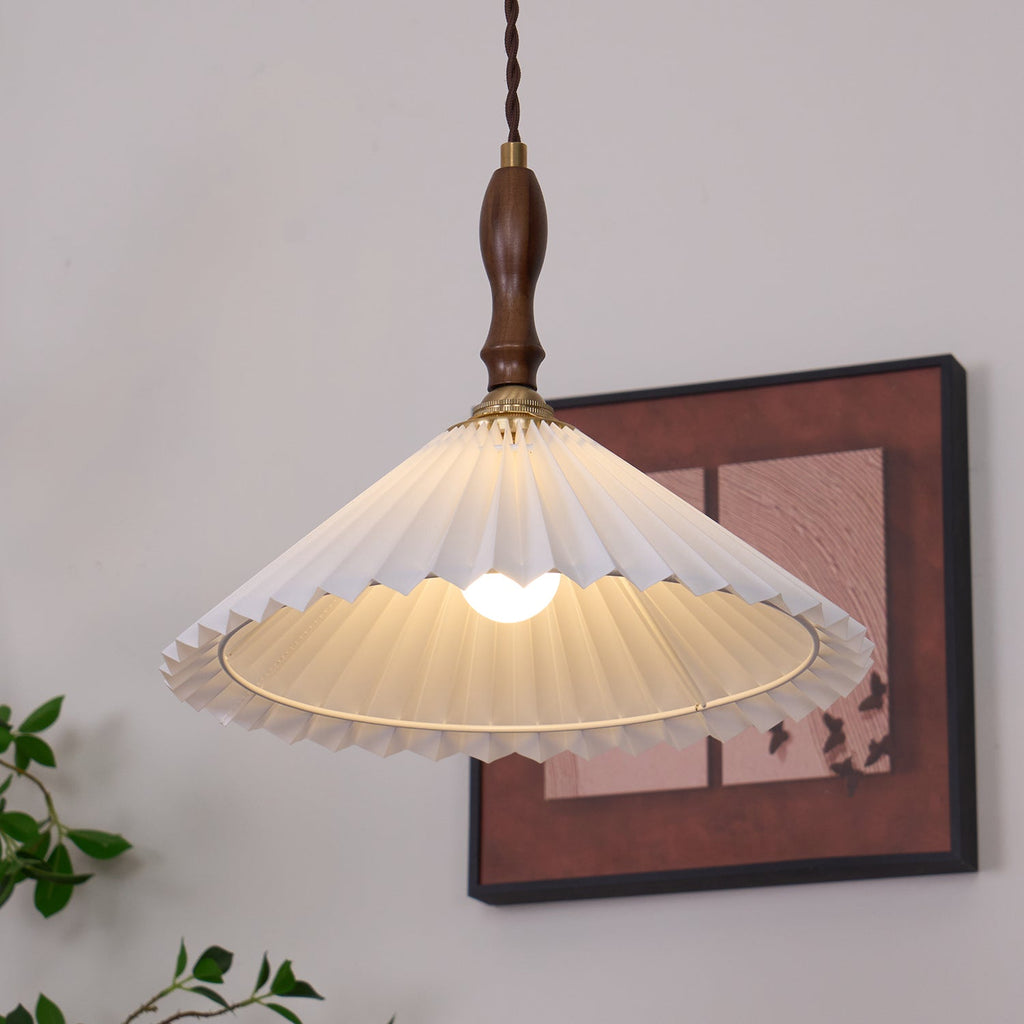 Eldora Lampe Pendante Bois à Brancher Plissé - Neutralighting