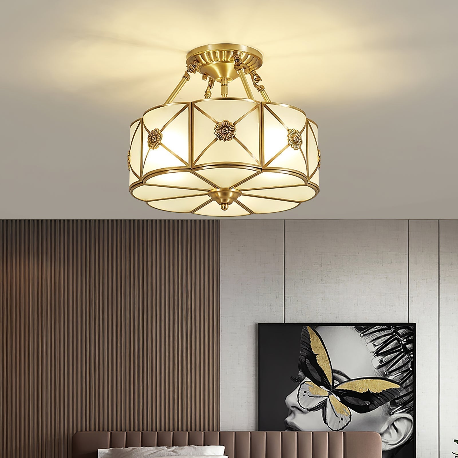 Solara Plafonnier Laiton Coquille Dépoli Classique - Neutralighting