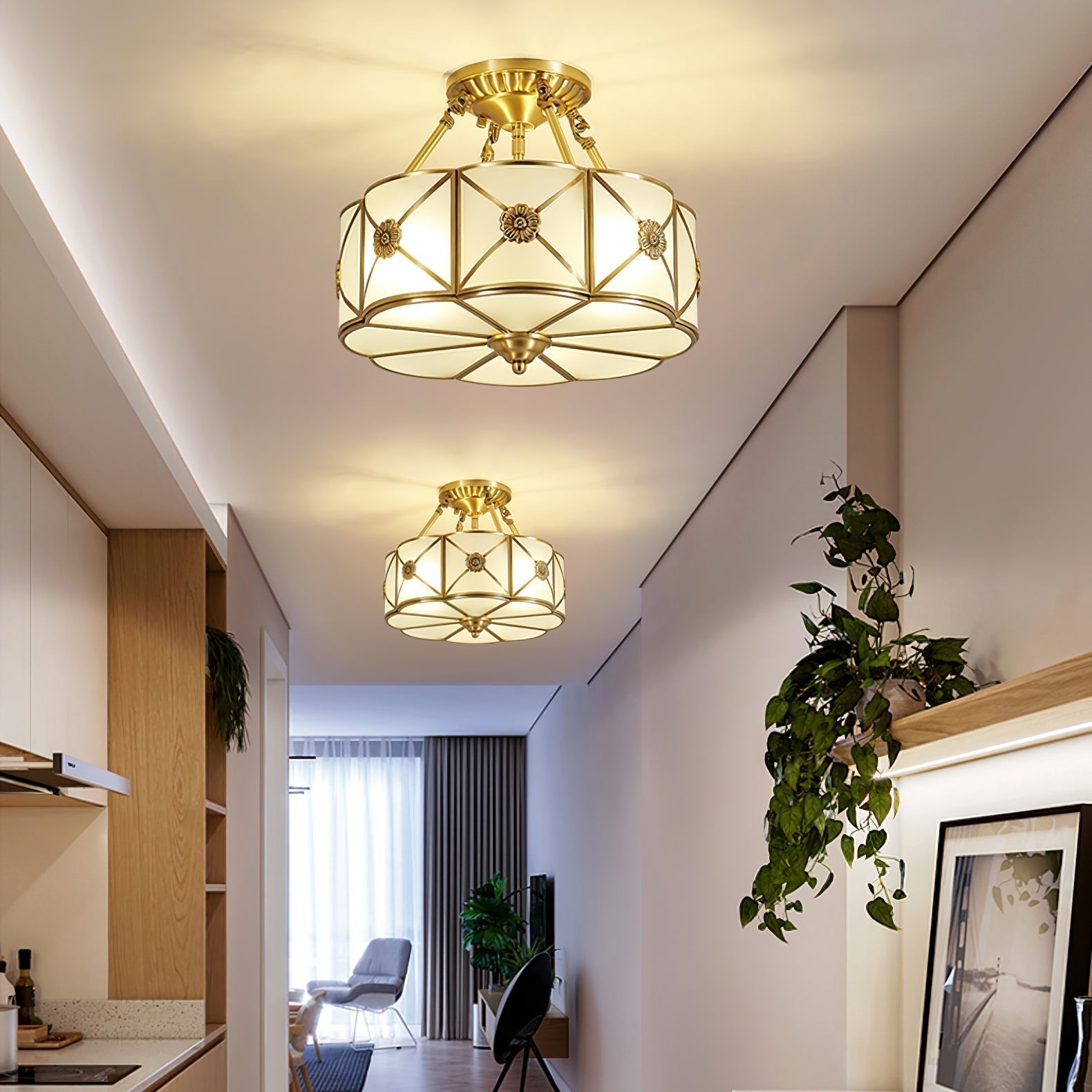 Solara Plafonnier Laiton Coquille Dépoli Classique - Neutralighting