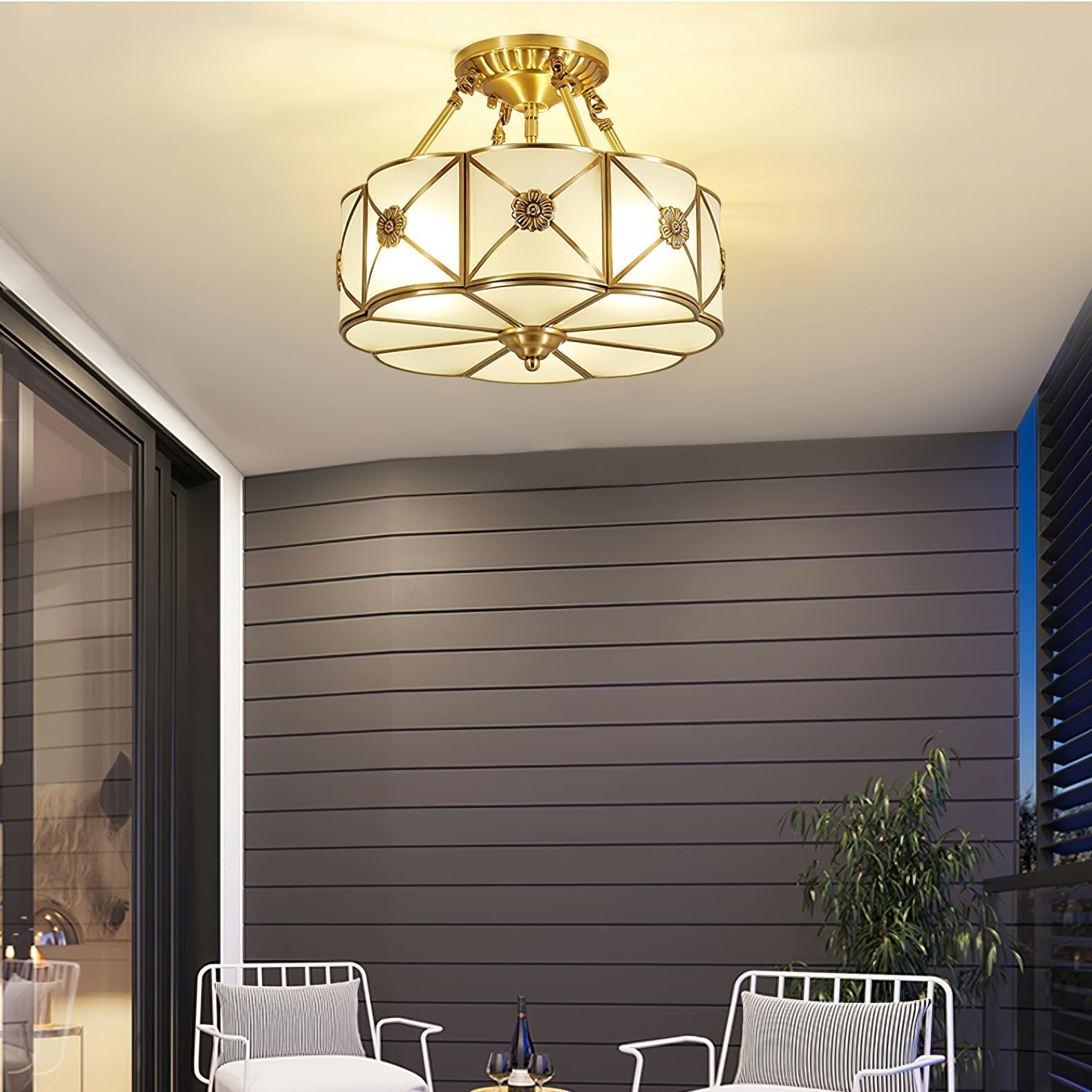 Solara Plafonnier Laiton Coquille Dépoli Classique - Neutralighting