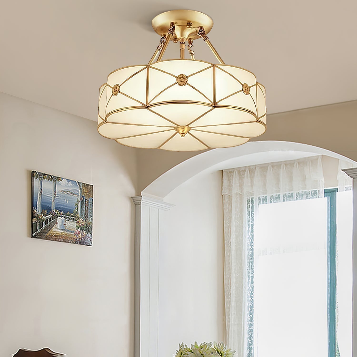 Solara Plafonnier Laiton Coquille Dépoli Classique - Neutralighting