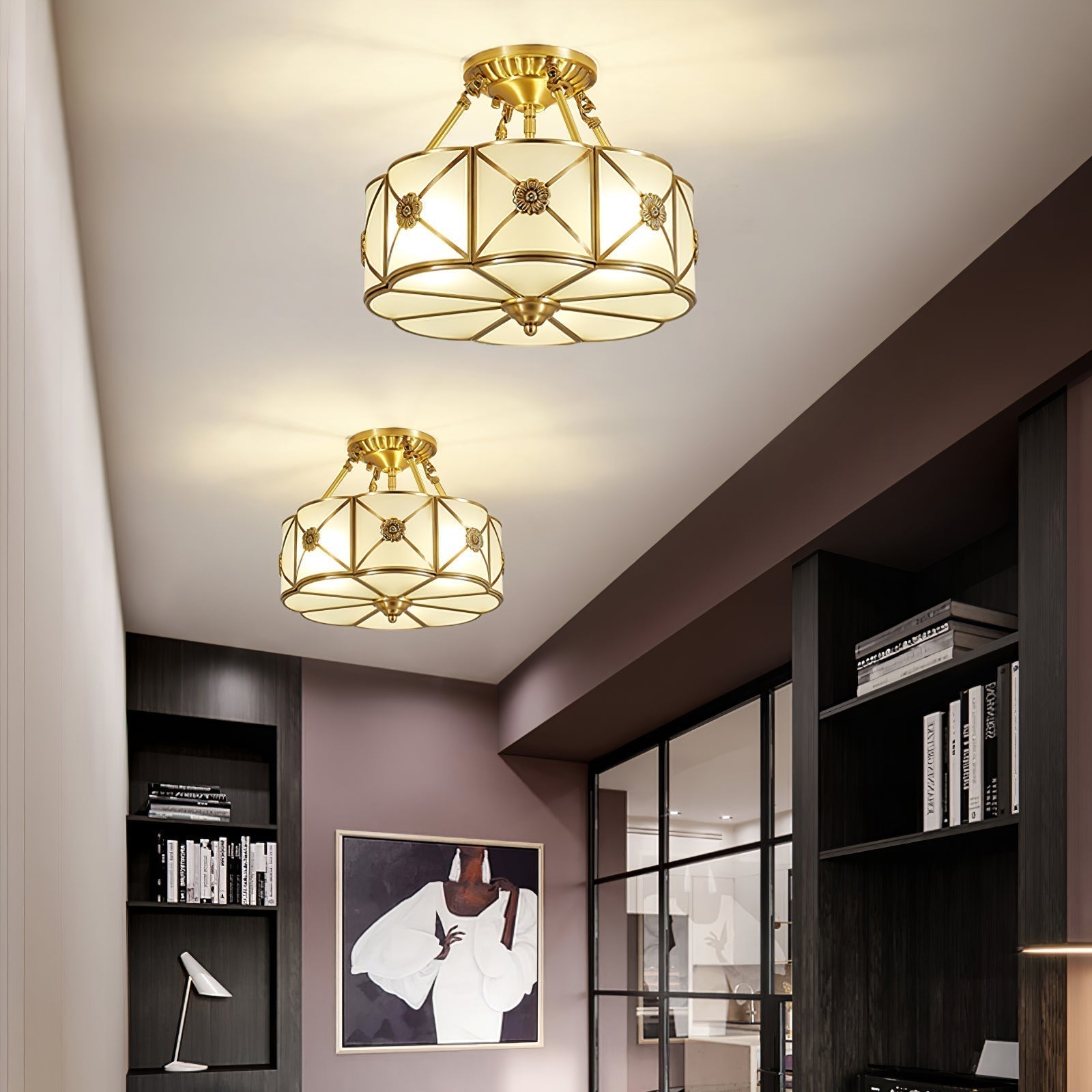 Solara Plafonnier Laiton Coquille Dépoli Classique - Neutralighting