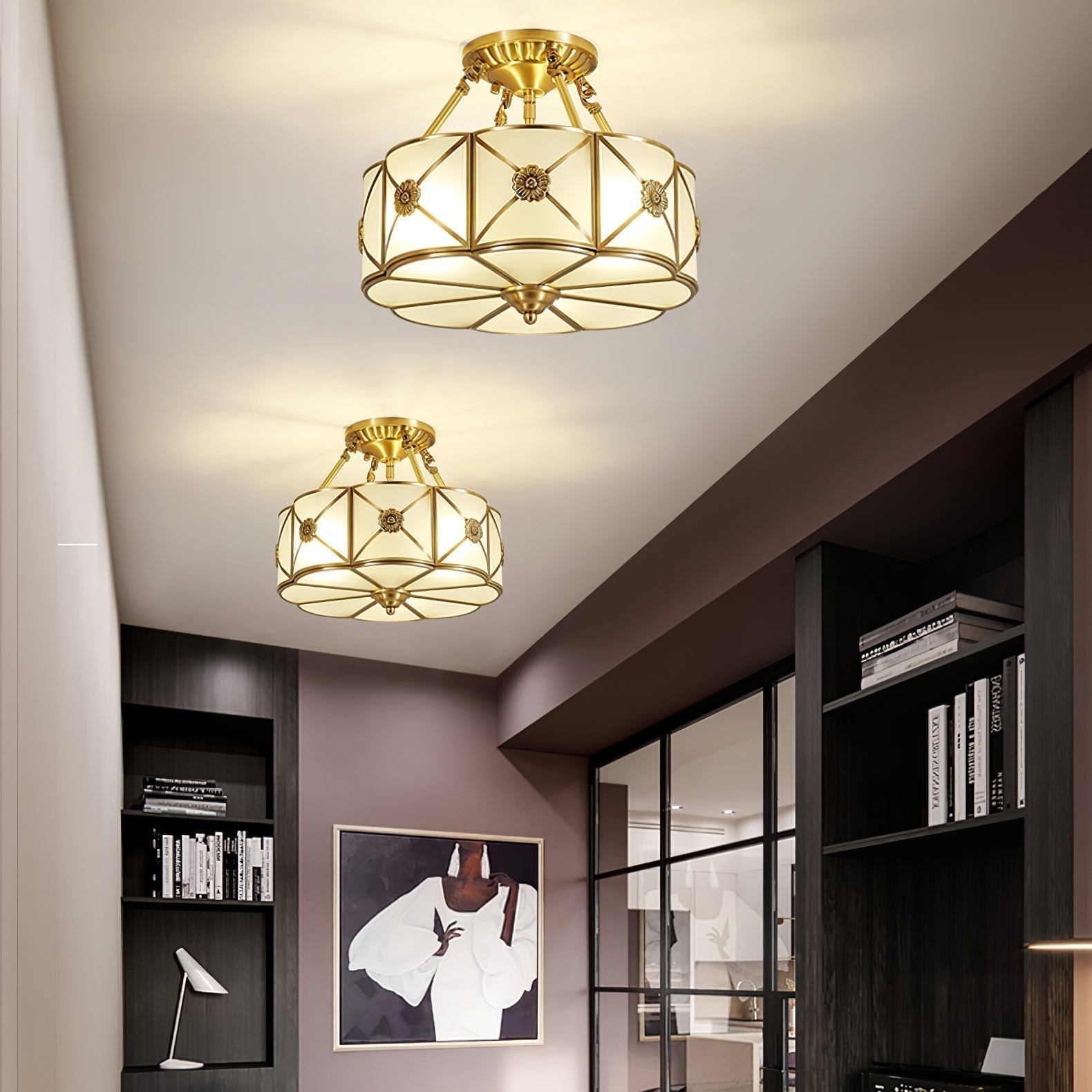 Solara Plafonnier Laiton Coquille Dépoli Classique - Neutralighting