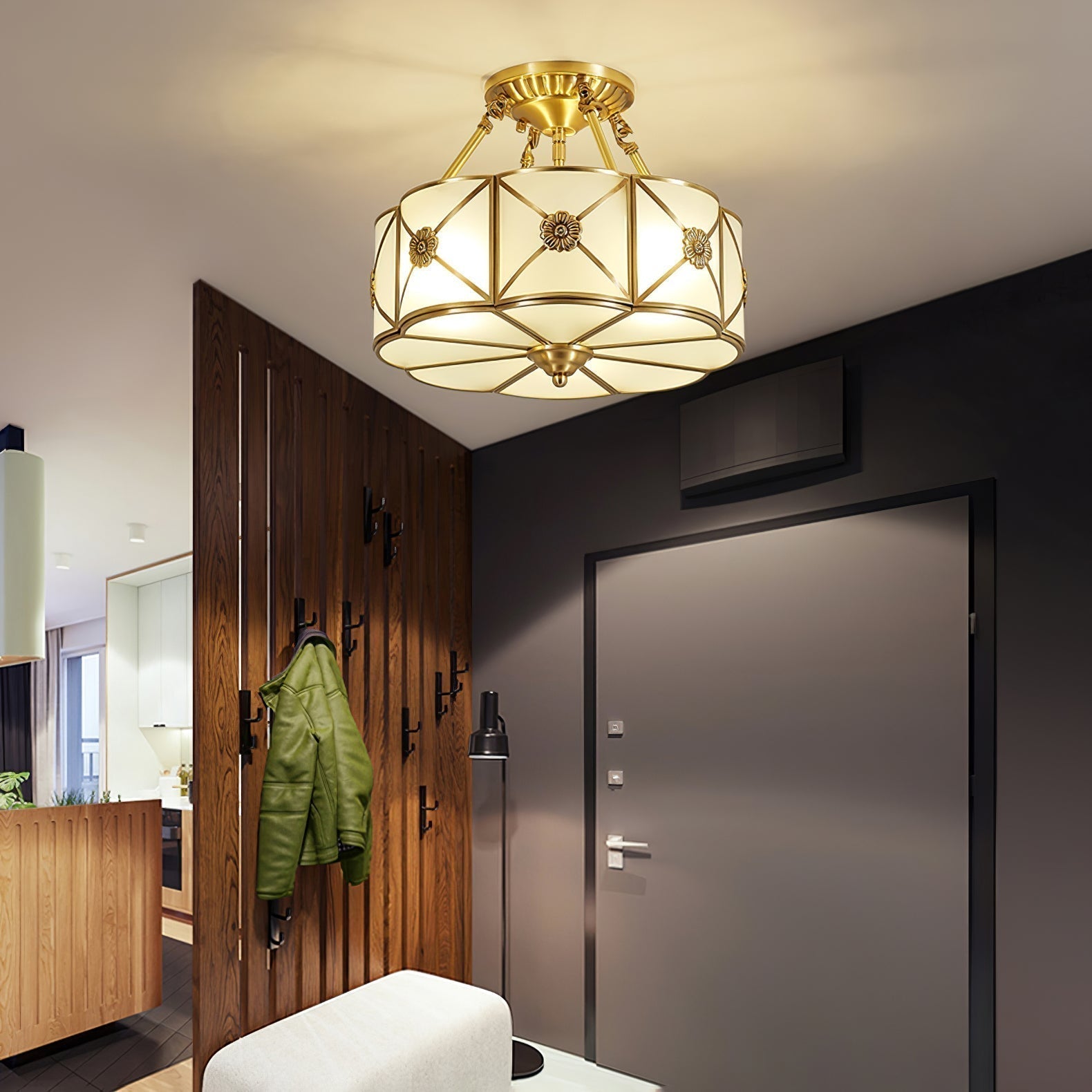 Solara Plafonnier Laiton Coquille Dépoli Classique - Neutralighting