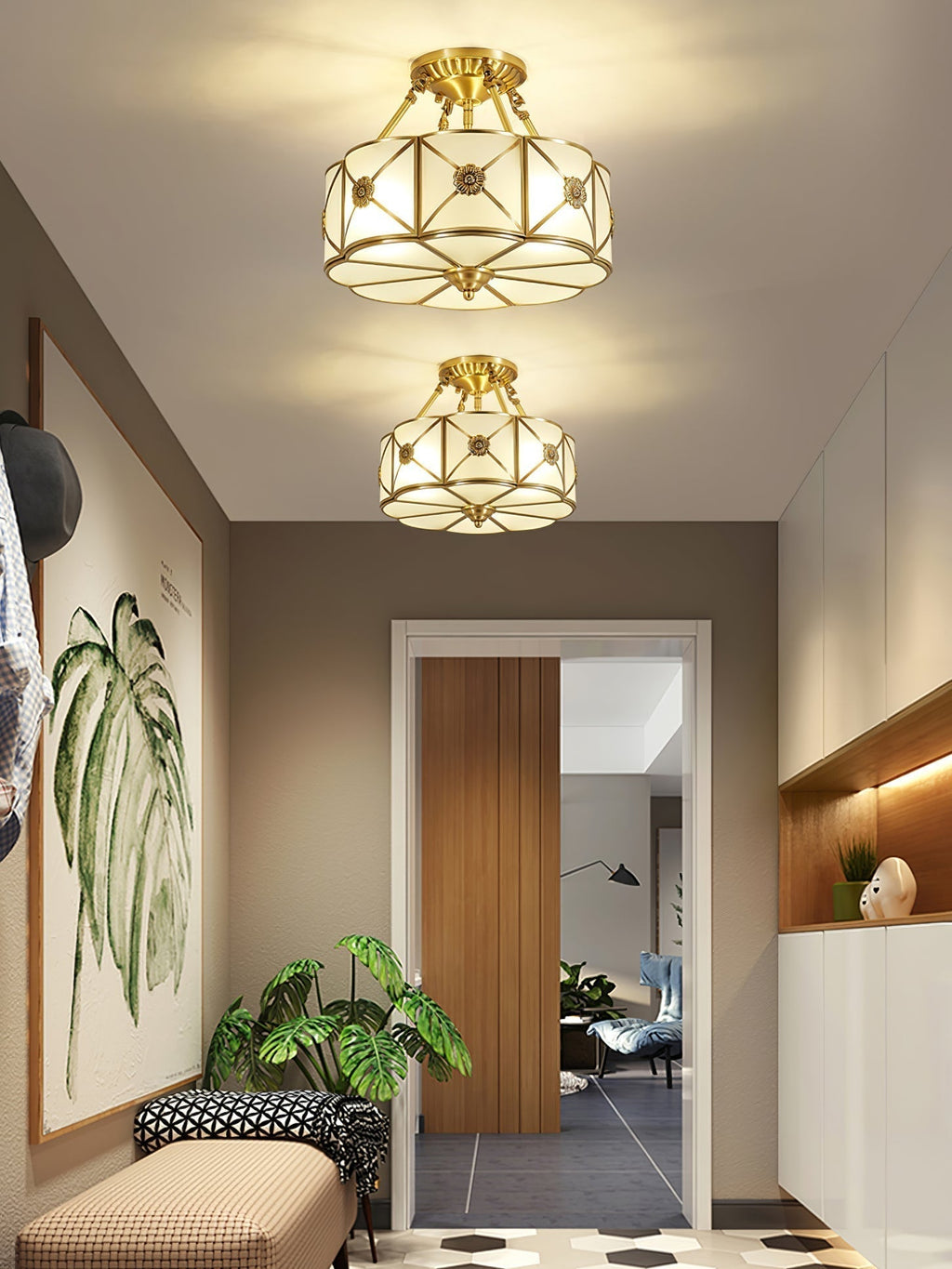 Solara Plafonnier Laiton Coquille Dépoli Classique - Neutralighting