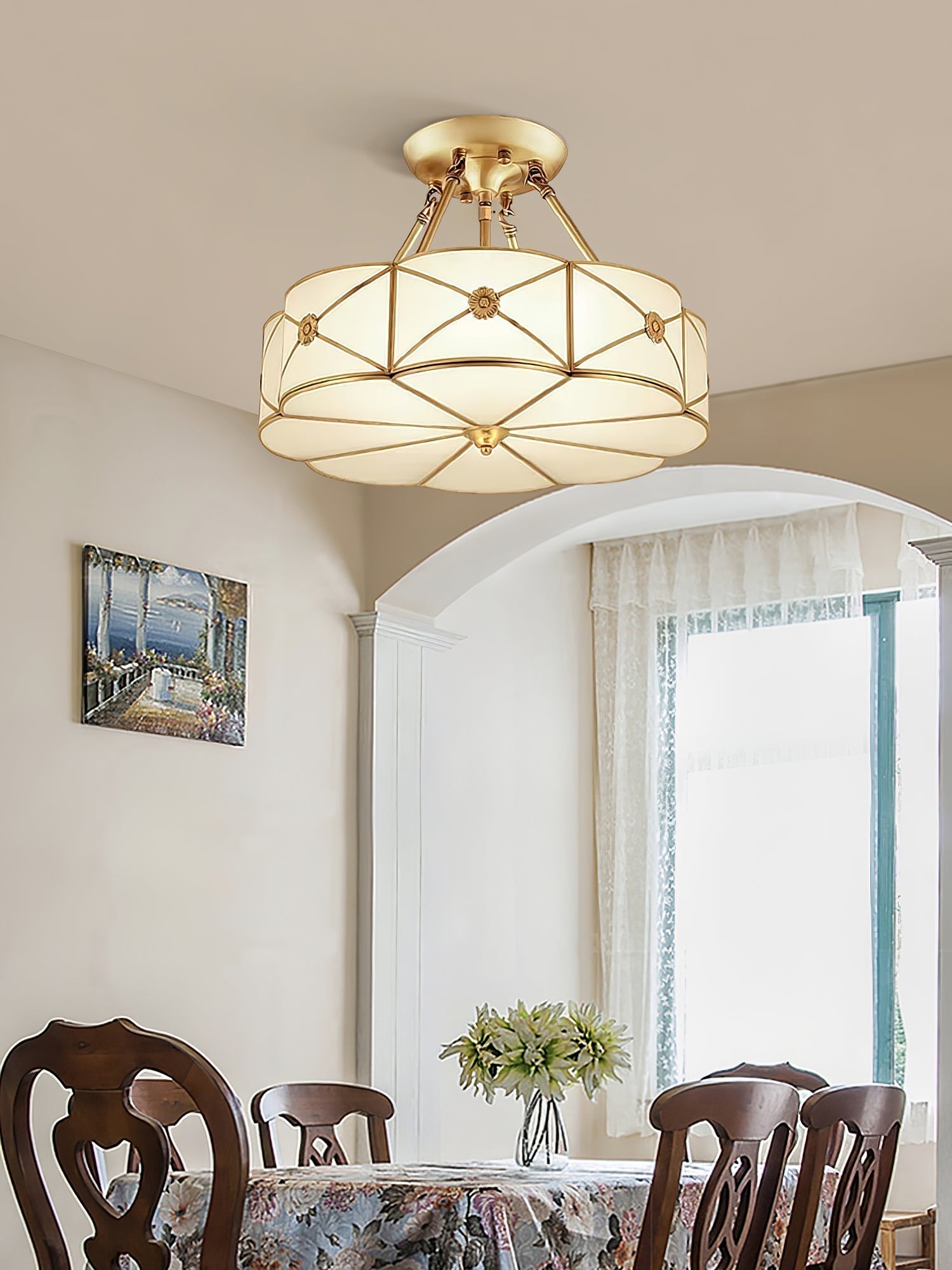 Solara Plafonnier Laiton Coquille Dépoli Classique - Neutralighting