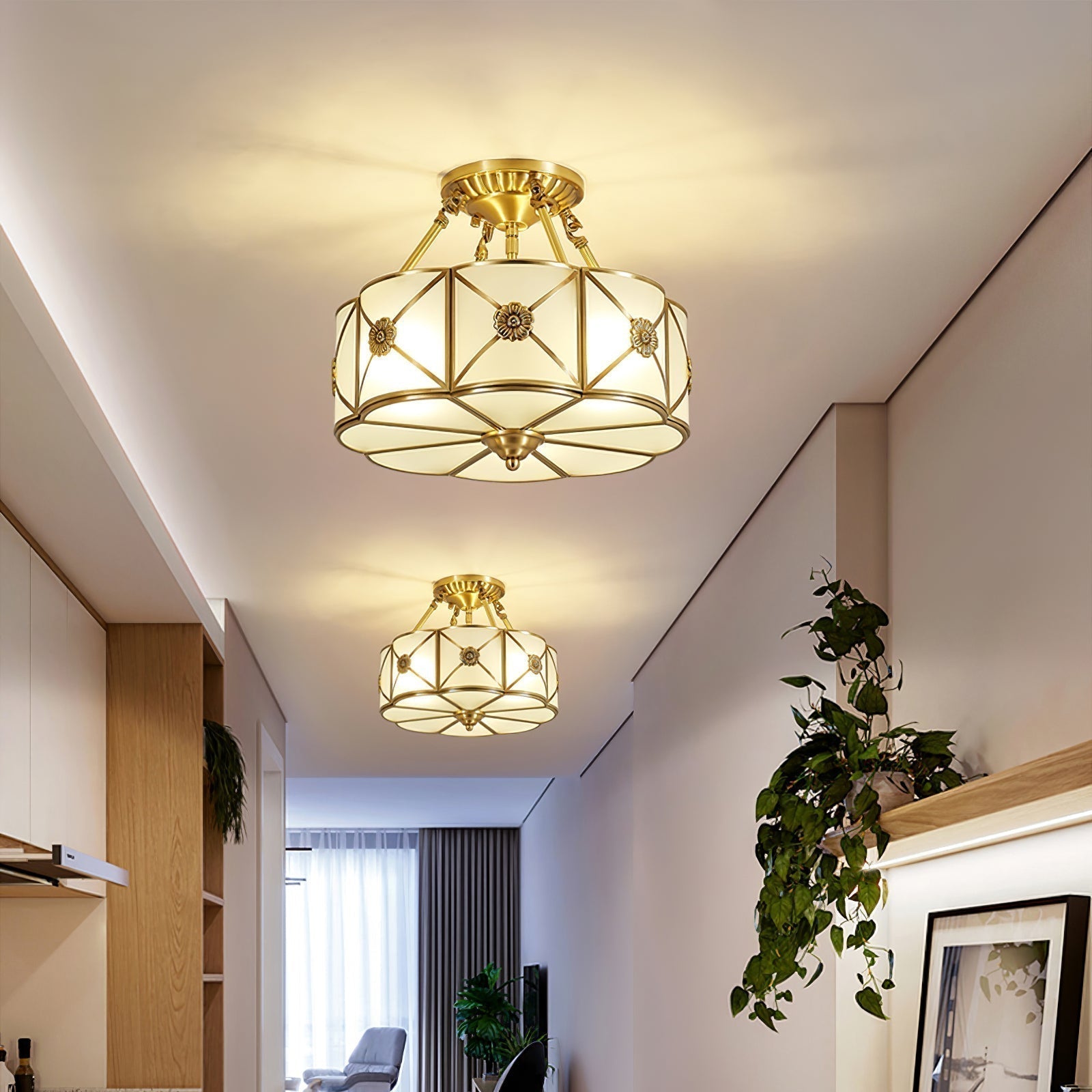 Solara Plafonnier Laiton Coquille Dépoli Classique - Neutralighting