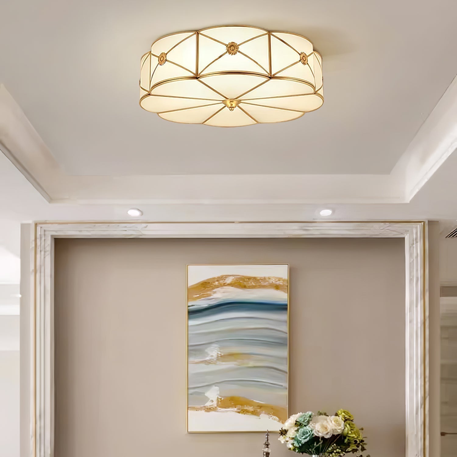 Solara Plafonnier Laiton Coquille Dépoli Classique - Neutralighting