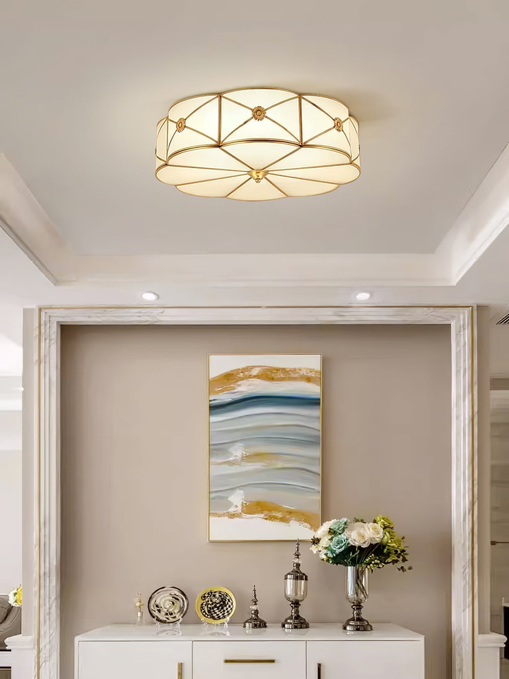 Solara Plafonnier Laiton Coquille Dépoli Classique - Neutralighting