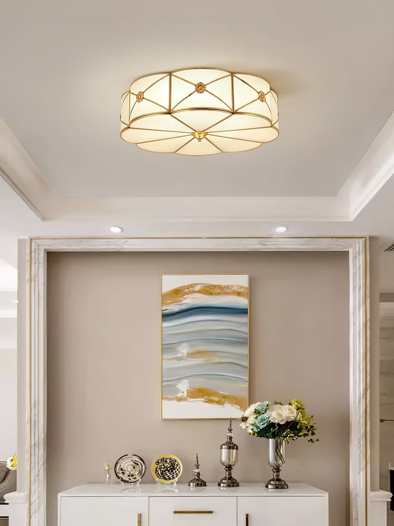 Solara Plafonnier Laiton Coquille Dépoli Classique - Neutralighting