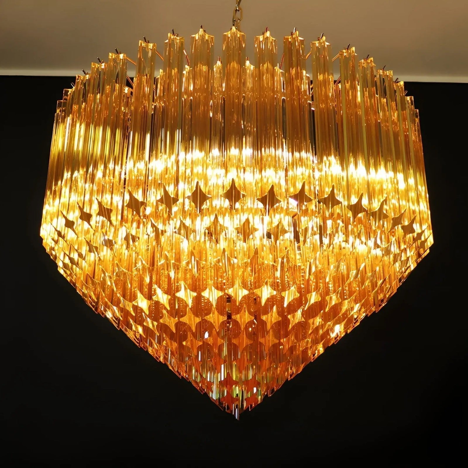 Aurora Lustre Ambre Murano Verre Prisme Grand Art - Neutralighting