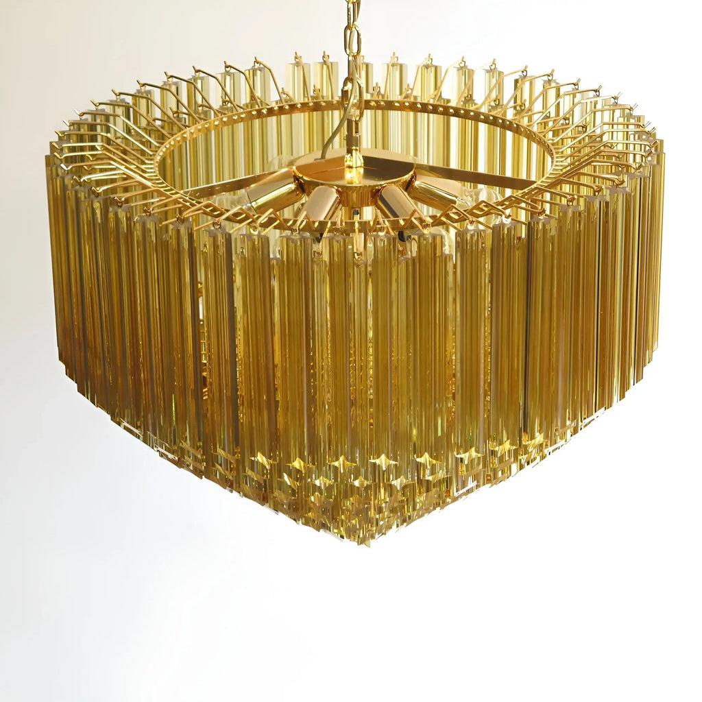 Aurora Lustre Ambre Murano Verre Prisme Grand Art - Neutralighting