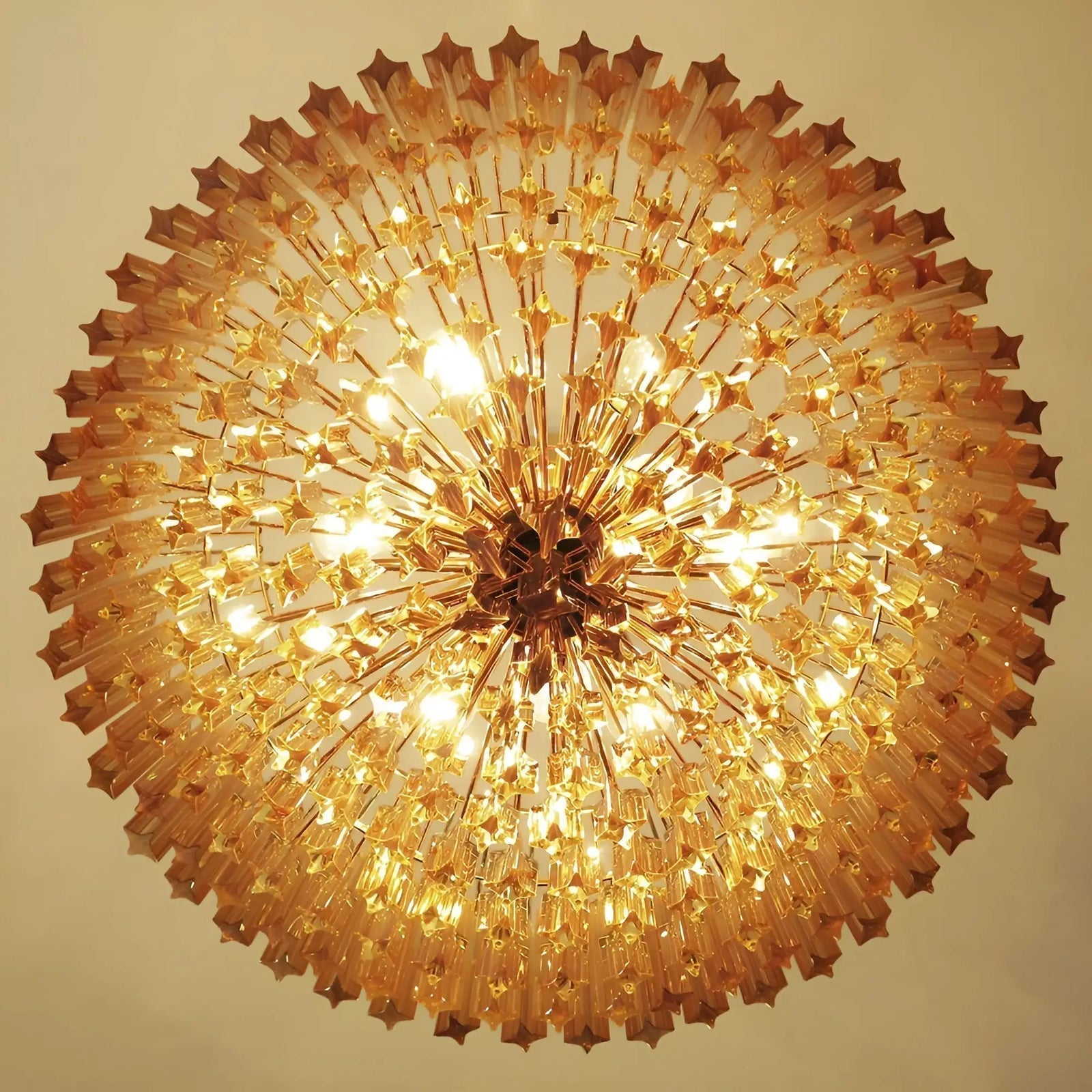 Aurora Lustre Ambre Murano Verre Prisme Grand Art - Neutralighting