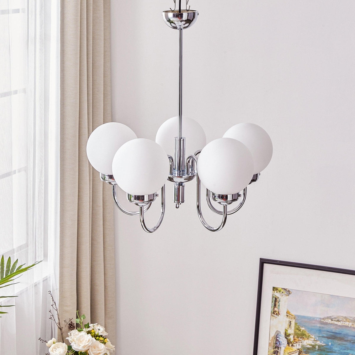 Lustra Chandelier Globe Chrome - Neutralighting