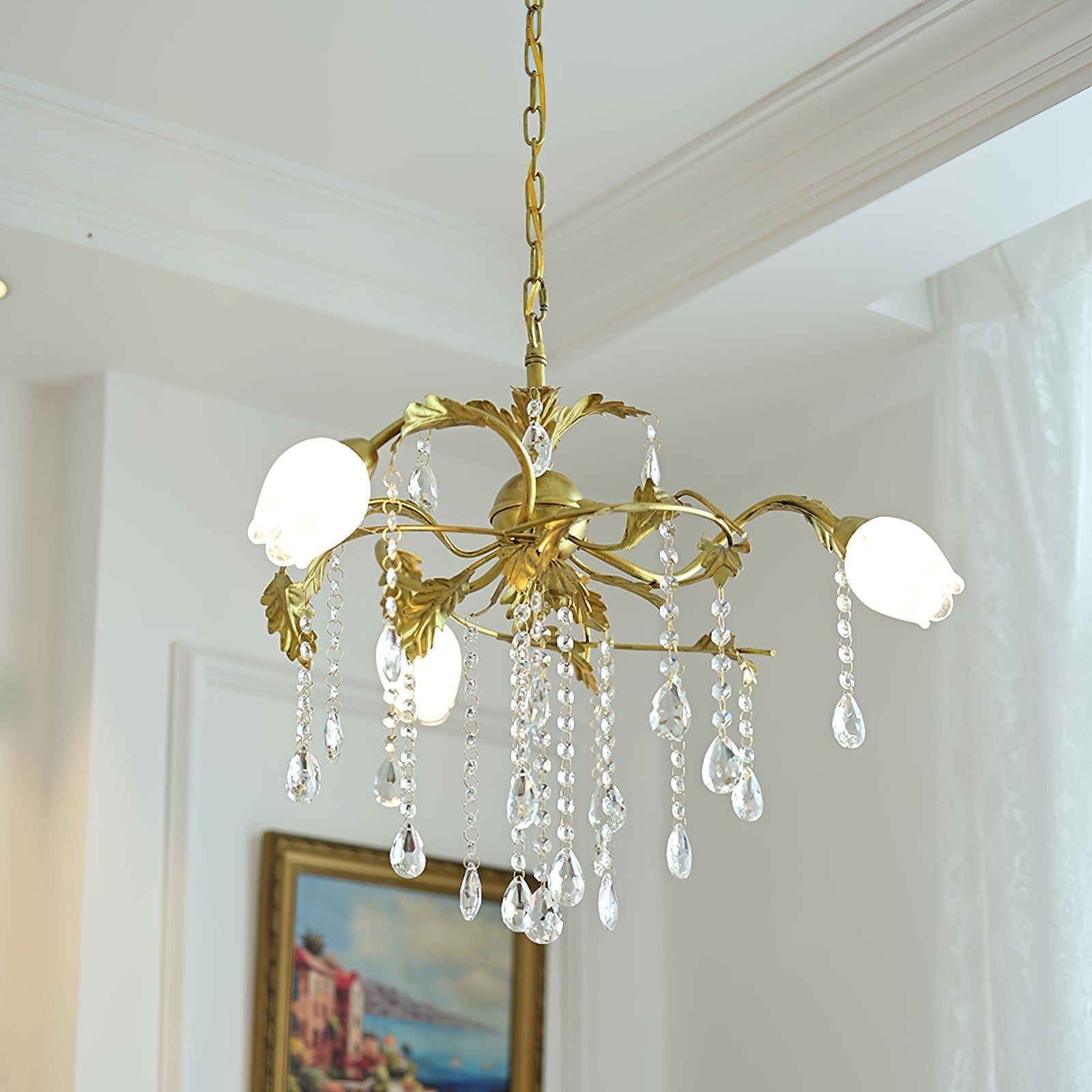 Vasorus Lustre Industriel Vintage Laiton Cristal - Neutralighting