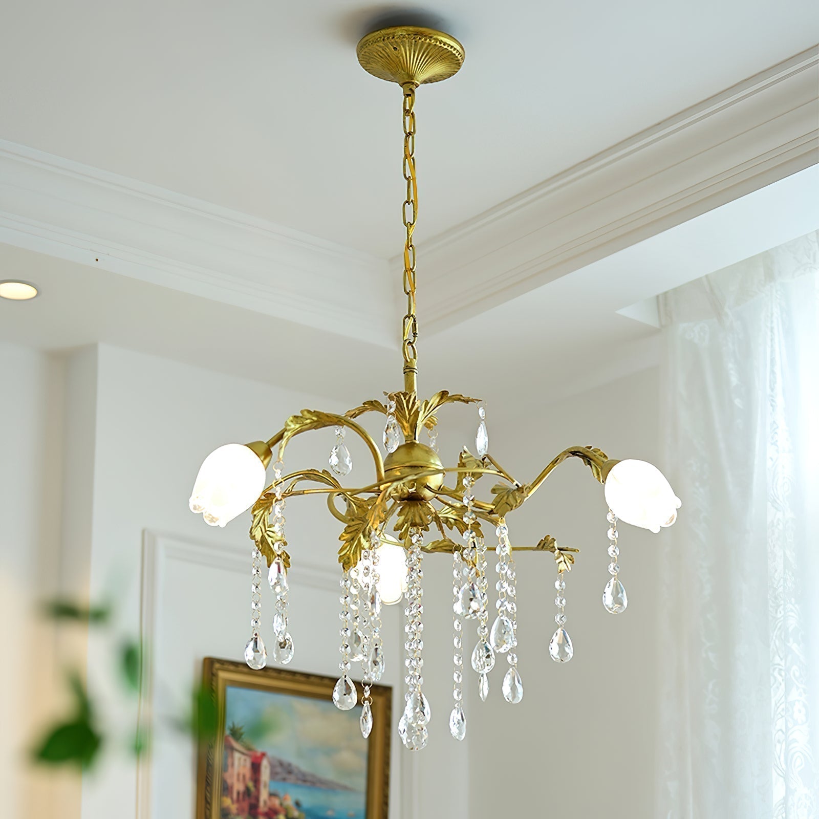 Vasorus Lustre Industriel Vintage Laiton Cristal - Neutralighting