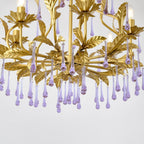 Lustra Lustre Murano Violet Feuilles Dorées Cristal Élégance - Neutralighting