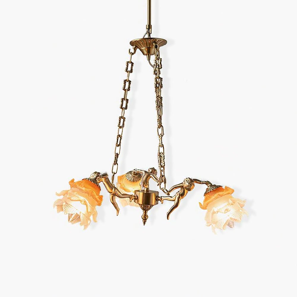 Lustra Lustre Laiton Suspension Florale Vintage - Neutralighting