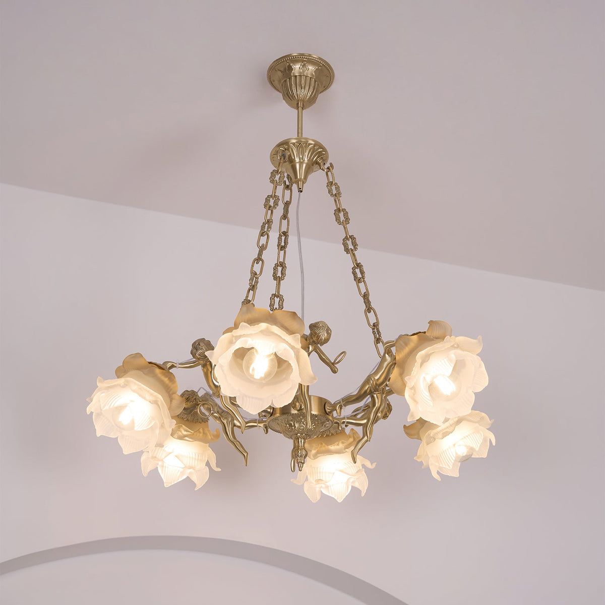 Lustra Lustre Laiton Suspension Florale Vintage - Neutralighting