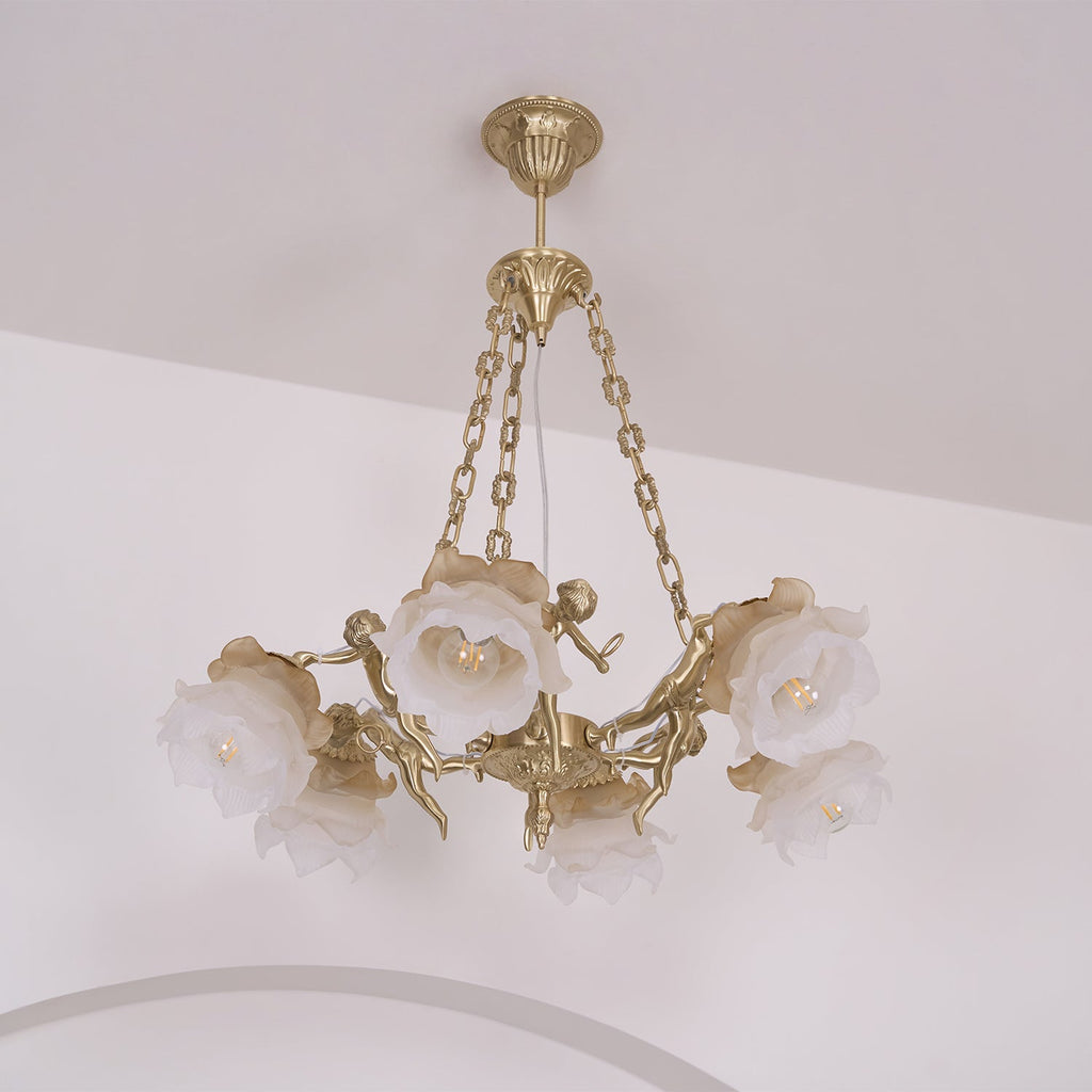 Lustra Lustre Laiton Suspension Florale Vintage - Neutralighting