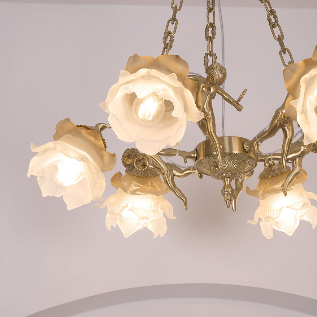 Lustra Lustre Laiton Suspension Florale Vintage - Neutralighting
