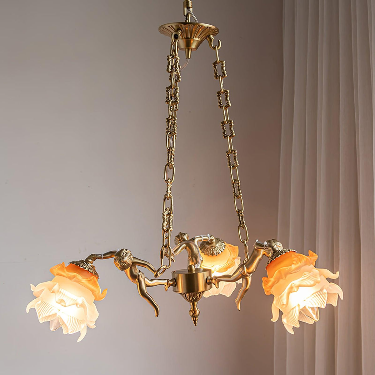 Lustra Lustre Laiton Suspension Florale Vintage - Neutralighting