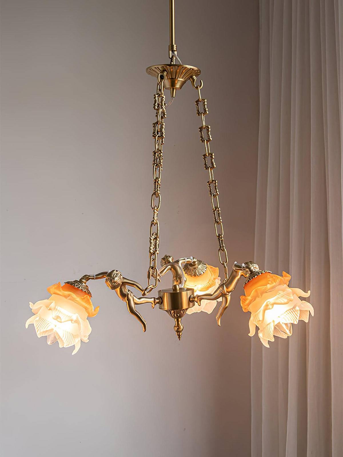 Lustra Lustre Laiton Suspension Florale Vintage - Neutralighting