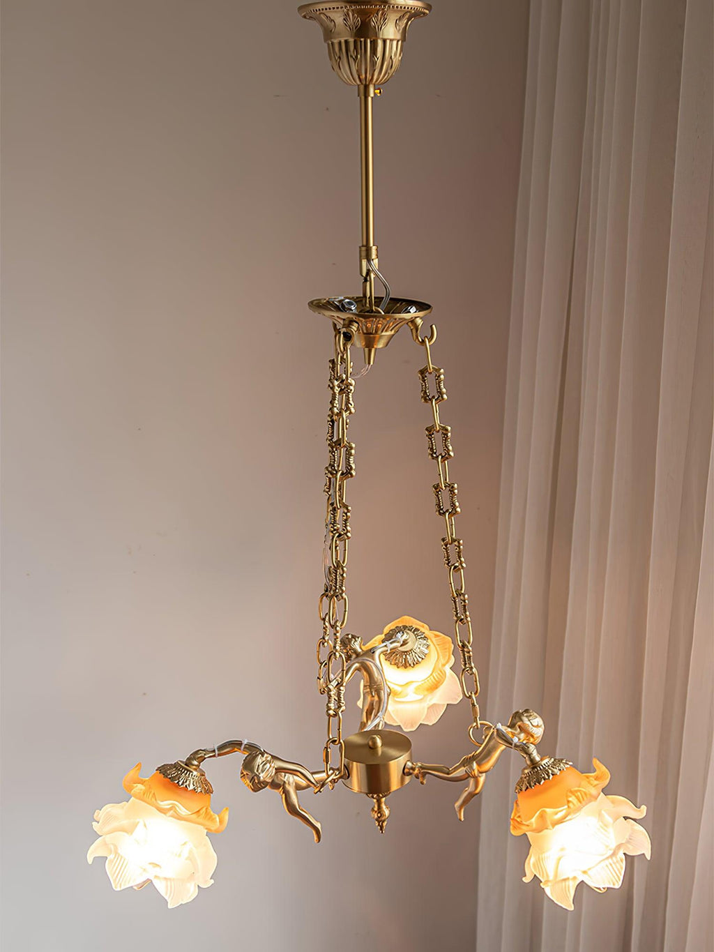 Lustra Lustre Laiton Suspension Florale Vintage - Neutralighting
