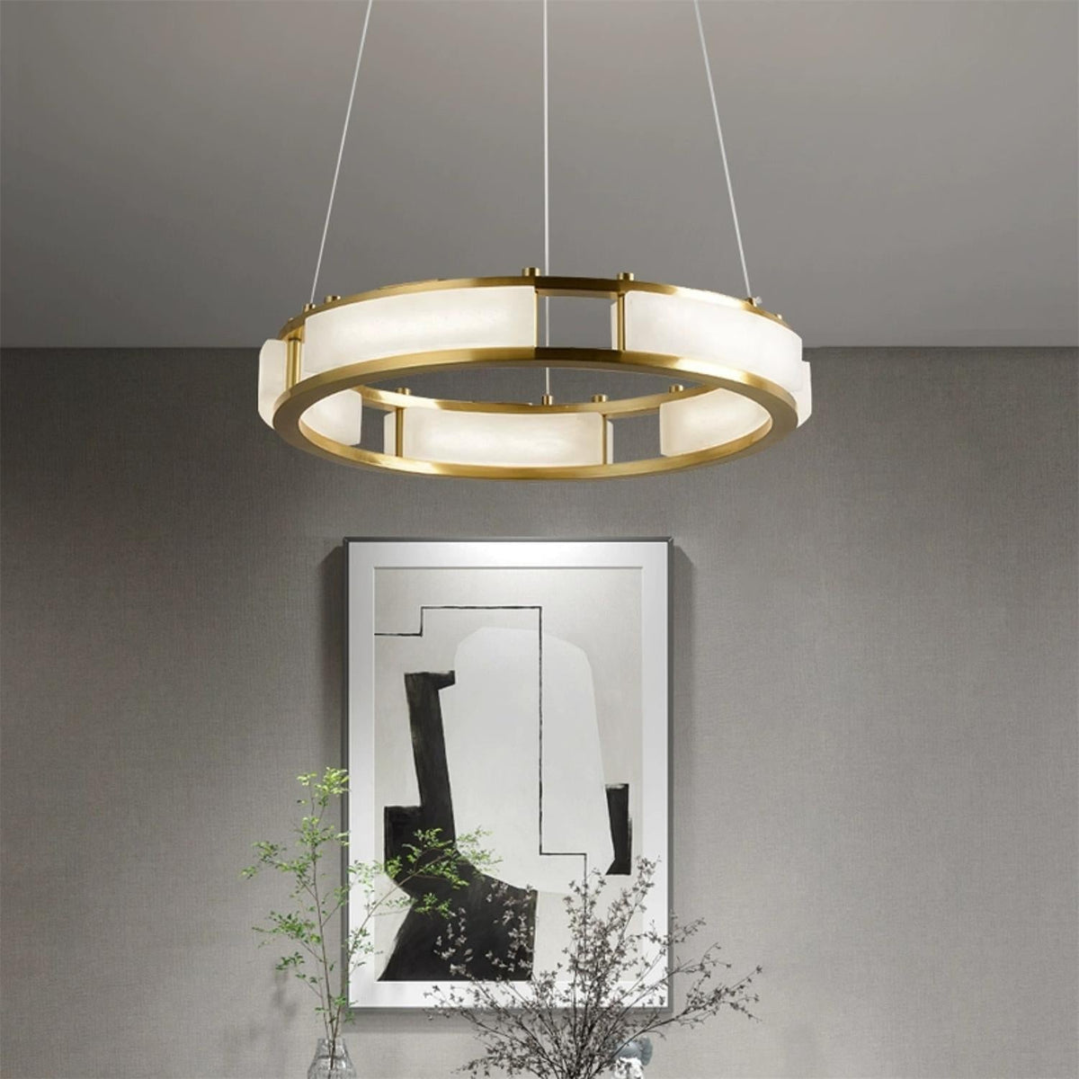 Cuzora Lustre Minimaliste en Laiton et Albâtre - Neutralighting